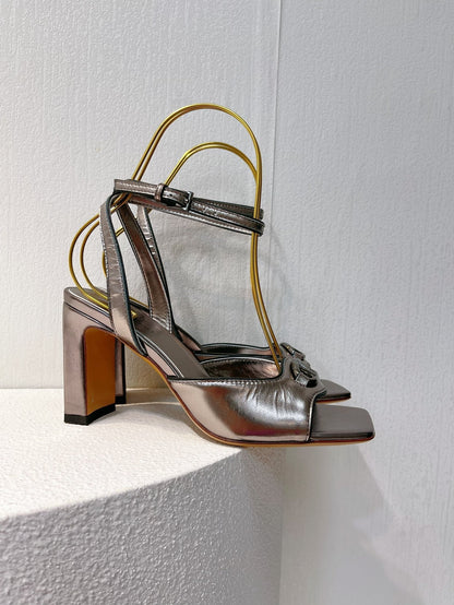 VT Sandals Heels 70mm Gray Cowhide 292786
