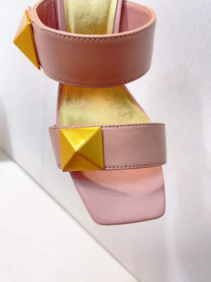 VT One Stud Leather Sandals Pink Cowhide 292756