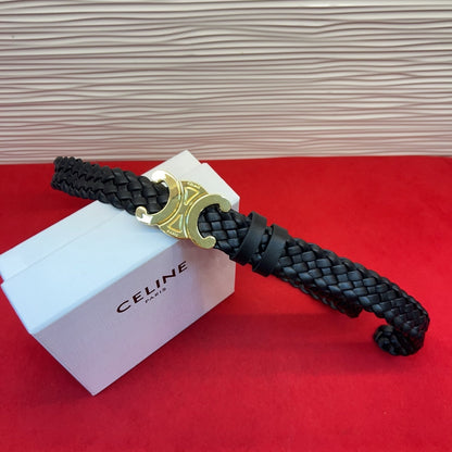 Celine 2026 Arc de Triomphe Belt 3.0cm Braided Leather