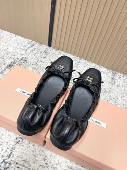 Miu  Mary Jane Flat Black Sheepskin 591572