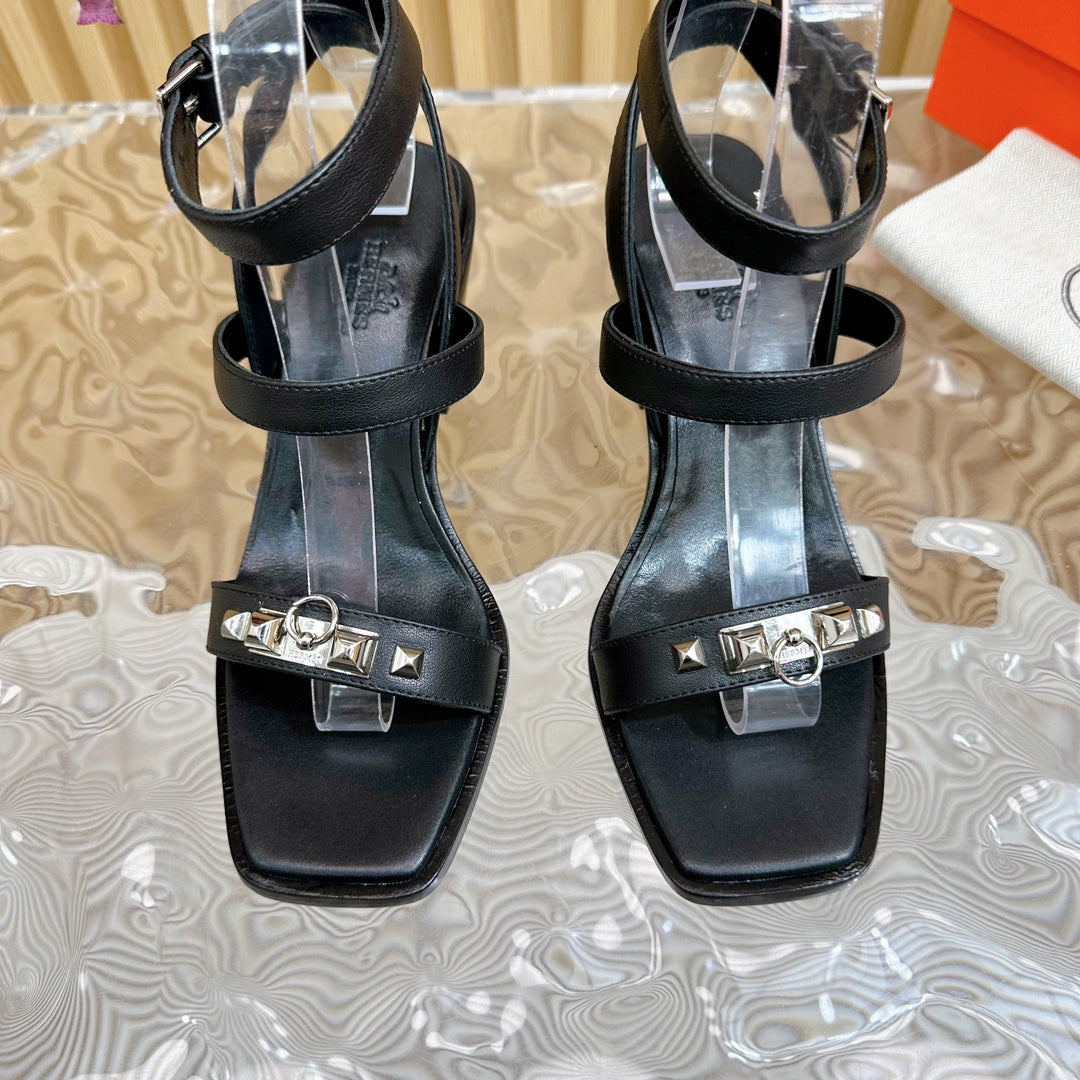 hm iveresse sandal 65 black calfskin
