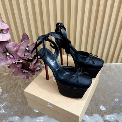 CL 25C Cassia Lace Up Alta 160mm Black Silk 221616