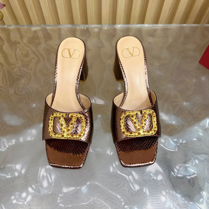 VT 25 Vlogo Mule Brown Snakeskin Leather