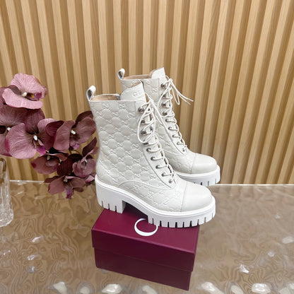 Gucci 2025 Boot Cream Embossed Cowhide 498048