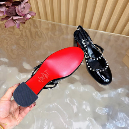 Christian Louboutin 2026 Janispikes 55mm Mary Jane Pumps Patent Leather 698239