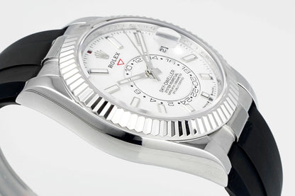 Rolex Sky-Dweller 42mm Stainless Steel Case White Dial Rubber Strap