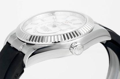 Rolex Sky-Dweller 42mm Stainless Steel Case White Dial Rubber Strap