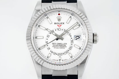 Rolex Sky-Dweller 42mm Stainless Steel Case White Dial Rubber Strap