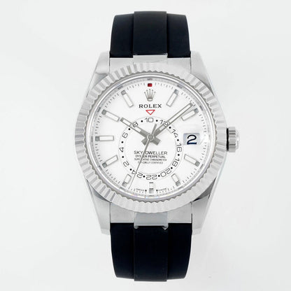 Rolex Sky-Dweller 42mm Stainless Steel Case White Dial Rubber Strap