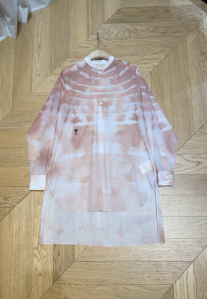 CD Tie-dye Pattern Shirt Pink mix White Cotton
