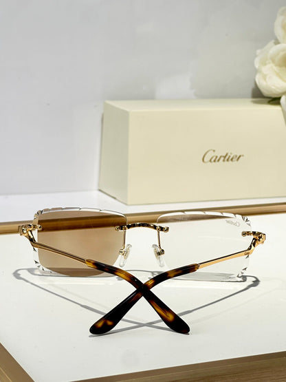 PANTHÈRE PHOTOCHROMIC LENSES RIMLESS SQUARE FRAME SUNGLASSES 580910 IN METAL