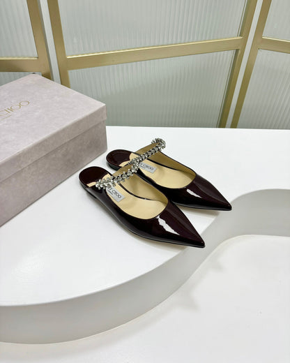 Jimmy Bing In Dark Burgundy Glossy Cowhide Mules  587752