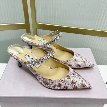 Jimmy 26s Heel Mules 65 White Red Sequins Sheepskin Diamond 605944