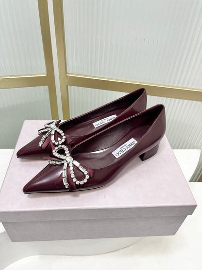 Jimmy 26s Pointed Toe Pump 25 Burgundy Cowhide 605964