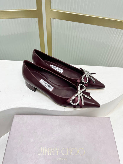 Jimmy 26s Pointed Toe Pump 25 Burgundy Cowhide 605964