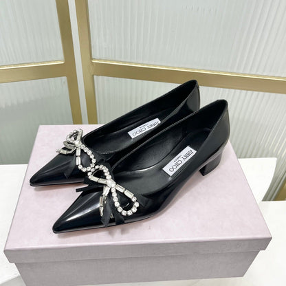 Jimmy 26s Pointed Toe Pump 25 Black Patent Cowhide 605965