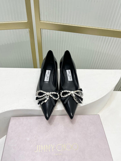 Jimmy 26s Pointed Toe Pump 25 Black Patent Cowhide 605965