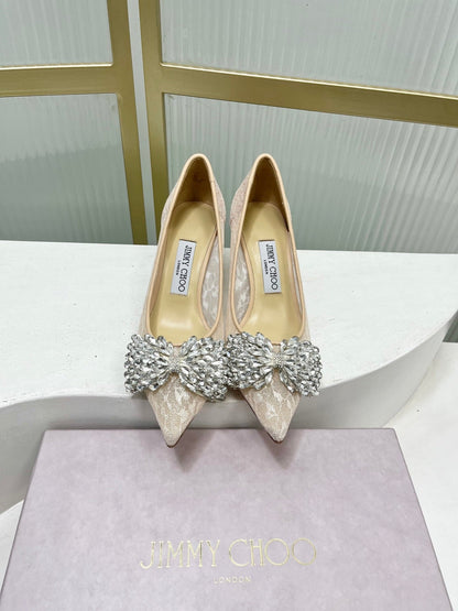 Jimmy 26s High Heels 65 Beige White Imported Lace Sheepskin 605987
