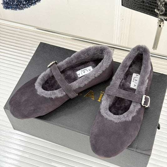 Alaia 25WF Mary Jane charcoal grey suede wool 472222