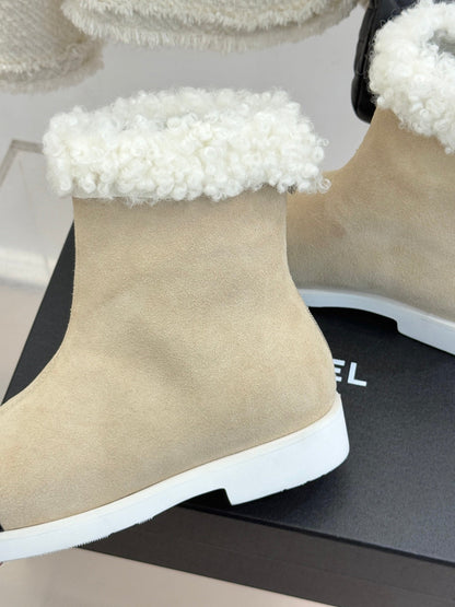 CC 25s Ankle Boots Beige Black Suede Wool 512068