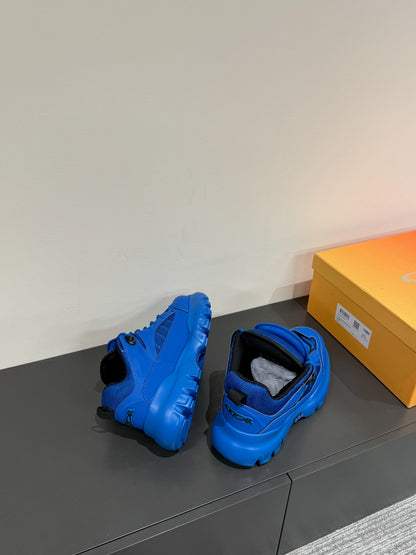 CD Sneaker In Deep Blue Calfskin And Mesh Fabric  109250