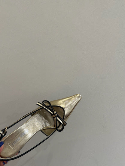Miu slingback pump metallic gold leather
