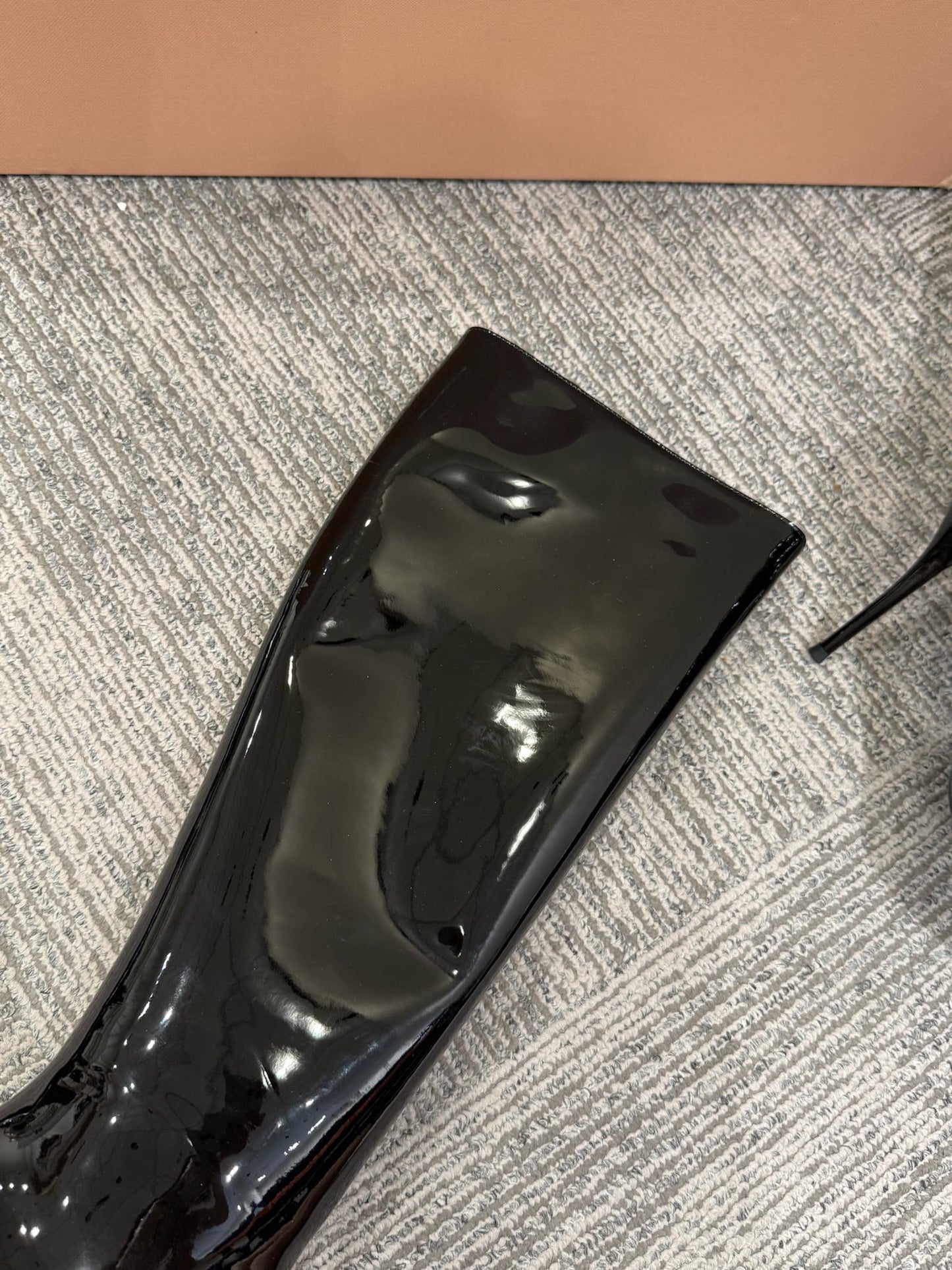 Miu 90 knee high boots black patent leather