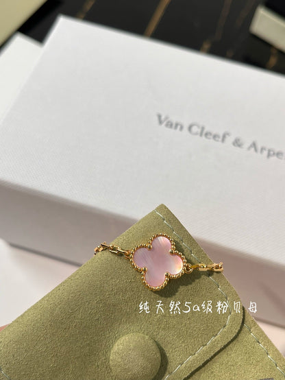 VCA Clover Vintage 5 Motifs Pink Mop Pink Gold Bracelet