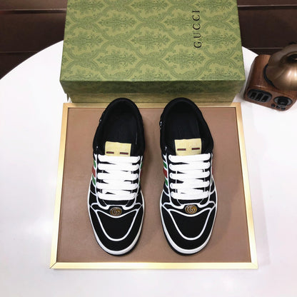 GG Men's Screener Sneaker Black Calfskin 481130