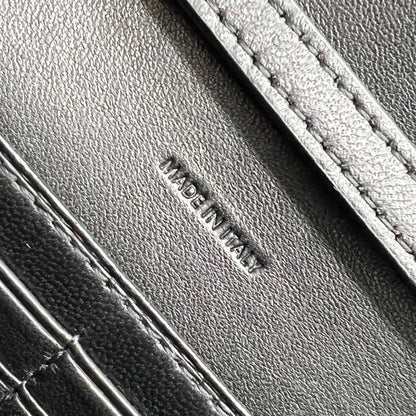 Celine 2026 Wallet On Strap Bag 19.5 Black Shiny Calfskin 281888
