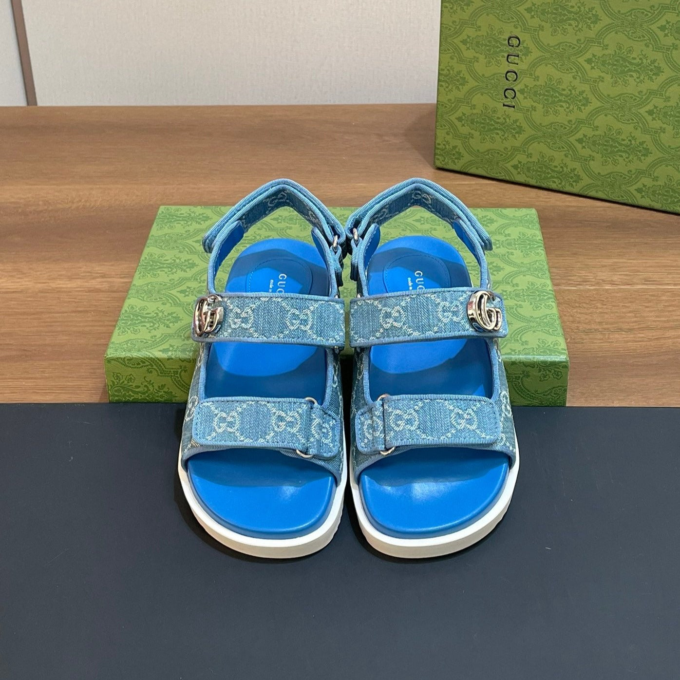 GG  SANDAL WITH DOUBLE G SKY CARO LAMBSKIN