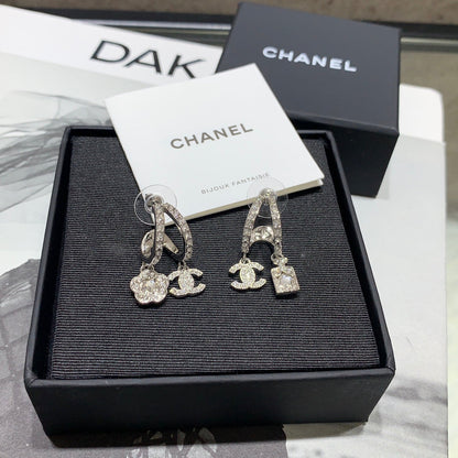Chanel Silver Asymmetrical Earrings