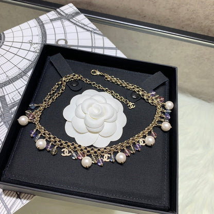 Chanel 2026 Colored Crystal Pearl Double C Necklace
