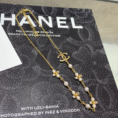 Chanel 2026 Gold Double C Pearl Necklace