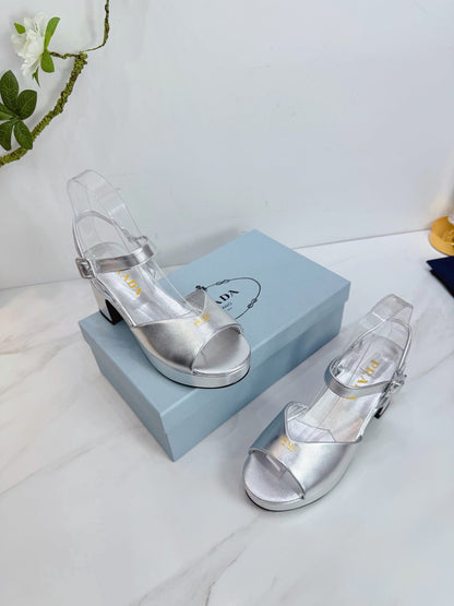 PRA 26SS Platform Sandals 75 Sliver Metallic Sheepskin 592378
