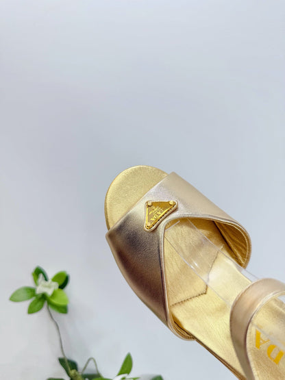 PRA 26SS Platform Sandals 75 Gold Metallic Sheepskin 592385
