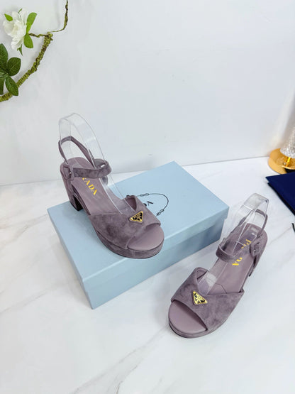 PRA 26SS Platform Sandals 75 Light Purple Suede Sheepskin 592390
