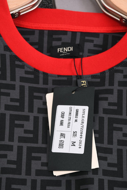 Fendi 2026 Men's T-Shirt Black Gray Cotton 824930