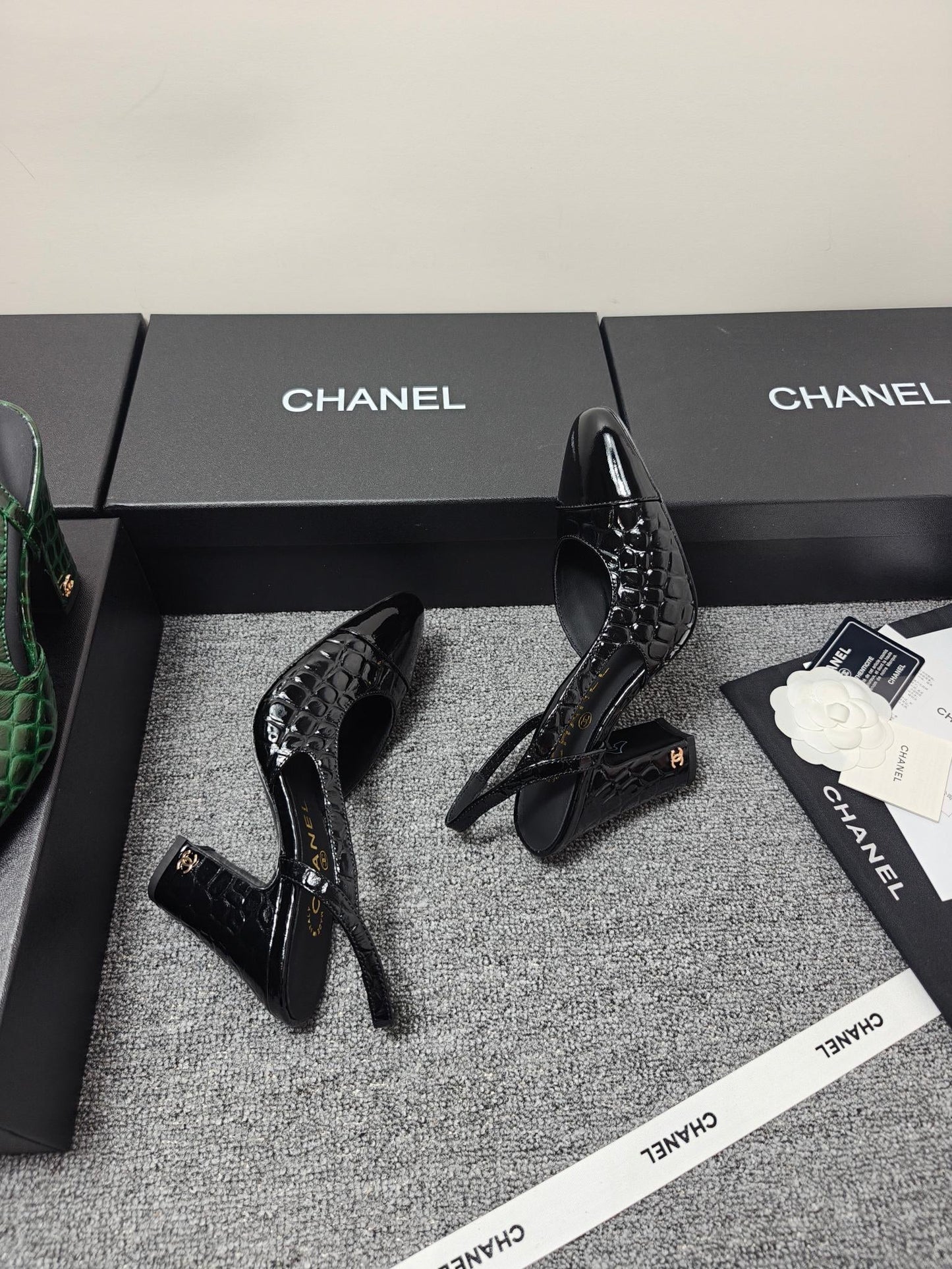 Chanel 2026 Crocodile Embossed Slingback Glossy Calfskin 855982