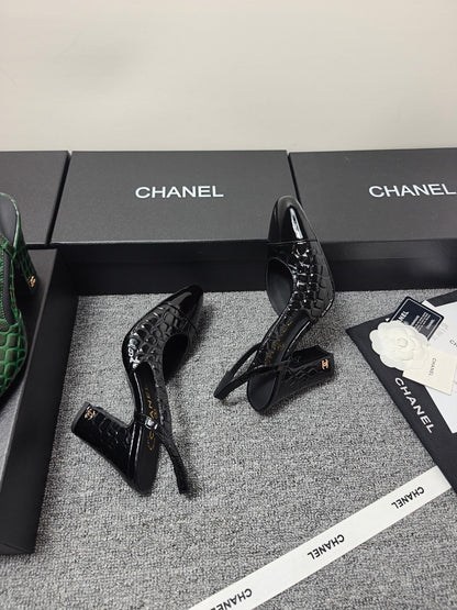 Chanel 2026 Crocodile Embossed Slingback Glossy Calfskin 855982