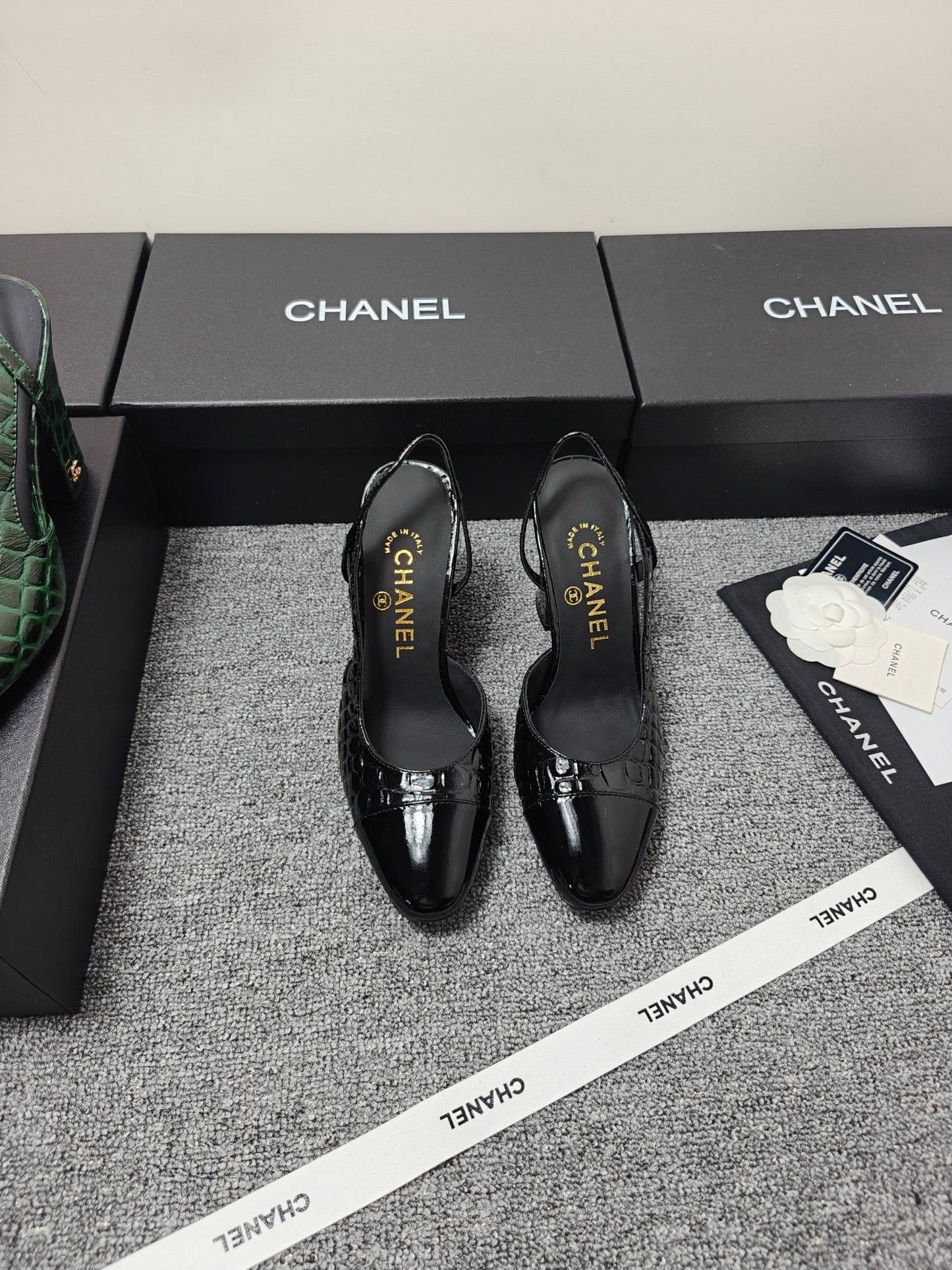 Chanel 2026 Crocodile Embossed Slingback Glossy Calfskin 855982