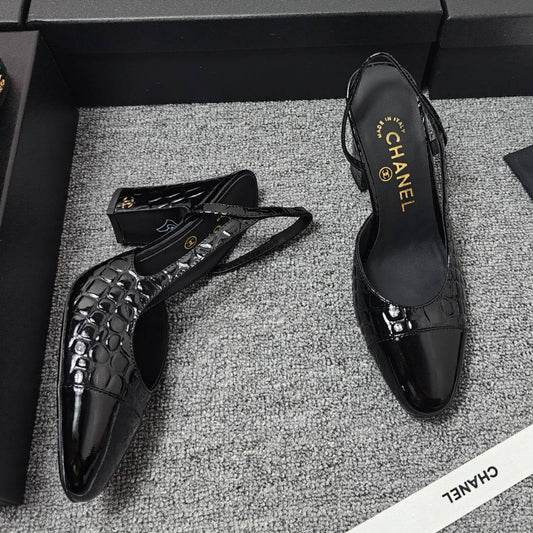 Chanel 2026 Crocodile Embossed Slingback Glossy Calfskin 855982