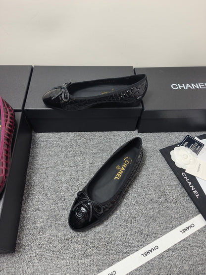 Chanel 2026 Crocodile Embossed Ballet Flat Glossy Calfskin 855991