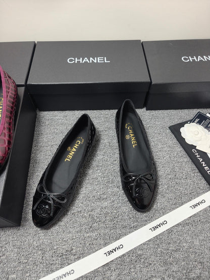 Chanel 2026 Crocodile Embossed Ballet Flat Glossy Calfskin 855991