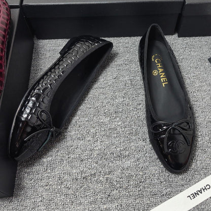 Chanel 2026 Crocodile Embossed Ballet Flat Glossy Calfskin 855991