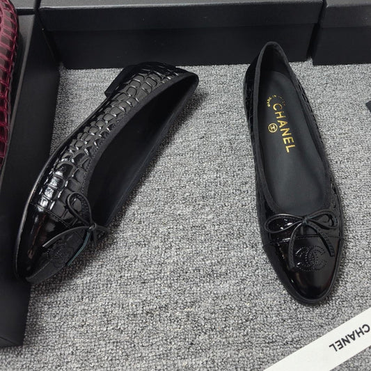 Chanel 2026 Crocodile Embossed Ballet Flat Glossy Calfskin 855991