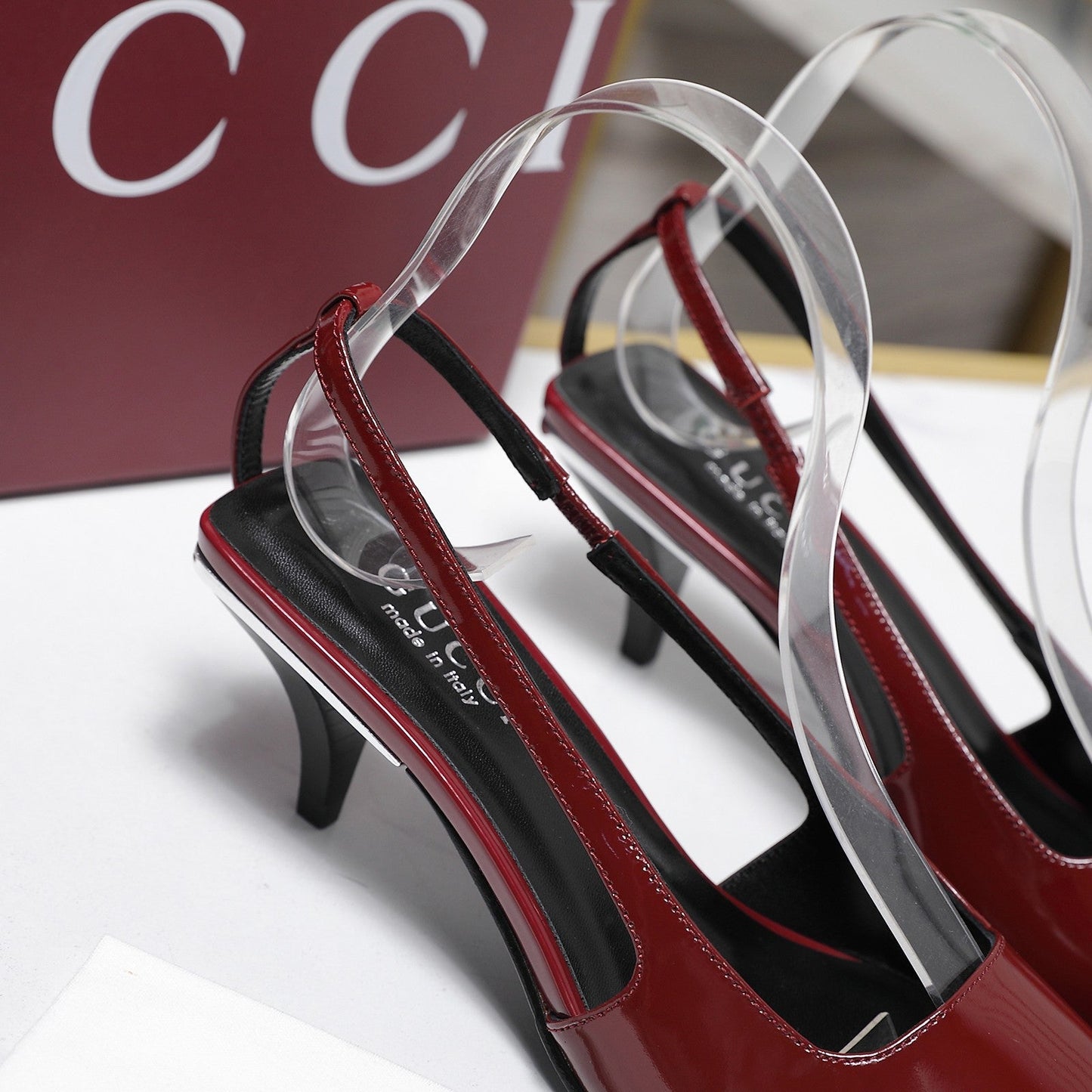 GG 26ss Slingback 60 Dark Red Sheepskin 601092