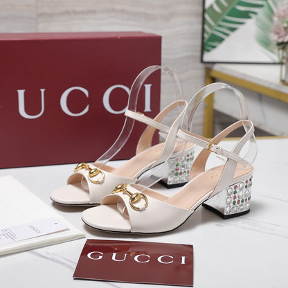 GG 26ss Sandals 55 White Beige Sheepskin 601094