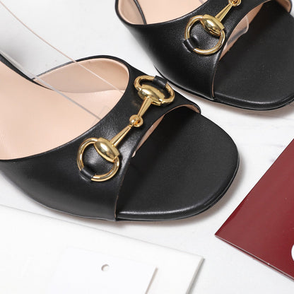 GG 26ss Sandals 55 Black Beige Sheepskin 601098