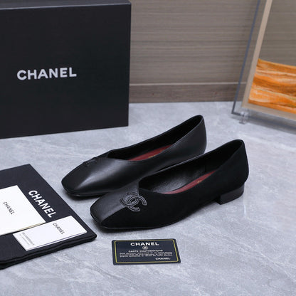Chanel 2026 Ballet Flats Black Suede Sheepskin 758422